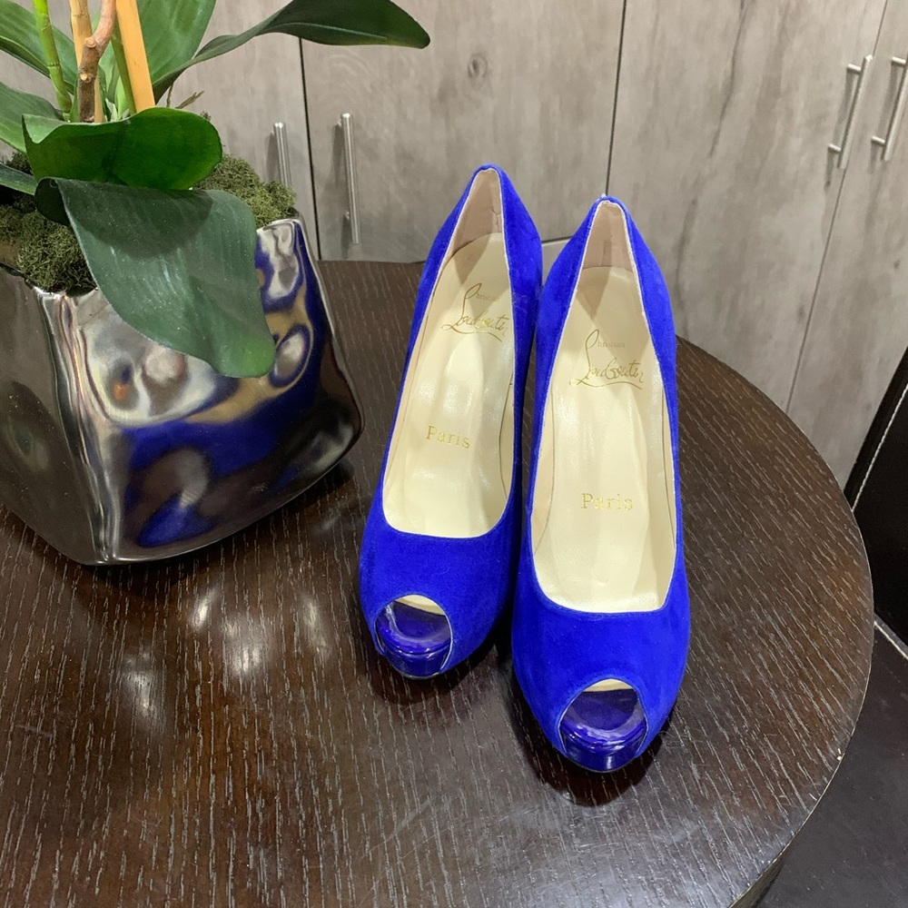 Christian Louboutin Blue Peep Toe Heels